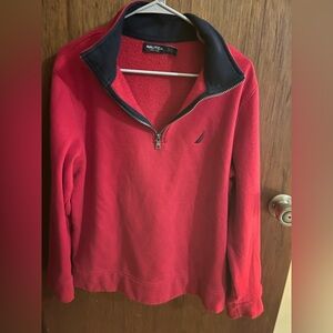 Nautica Red and Navy Half-Zip Sweater